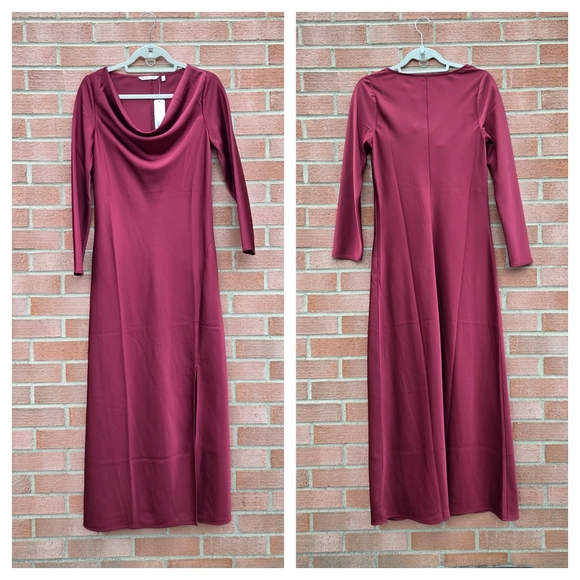 Soft Surroundings Solange satin long-sleeve dress Cabernet burgundy Sz 4 Holiday - Picture 4 of 8